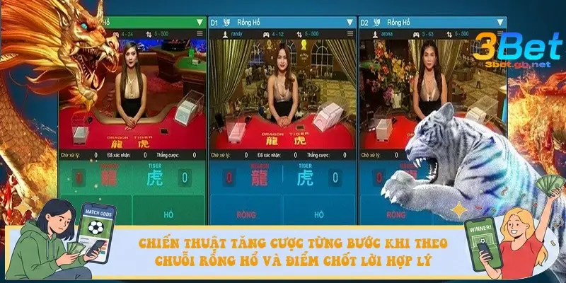 Chiến thuật tăng cược từng bước khi theo chuỗi Rồng Hổ và điểm chốt lời hợp lý